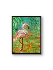 Pink Lady flamingo UNFRAMED Abstract on Сanvas wall-art signed 12×16 Brand New