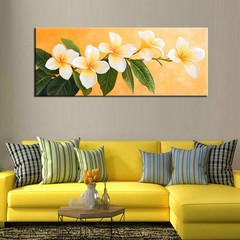 Vibrant Tropical Plumeria Floral HandPainted Oil Painting Modern Wall Art Decor