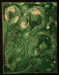 Abstract Green and White acrylic Canvas Painting „emerald wisps“ 7×9