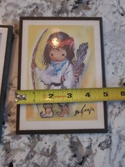 Ted DeGrazia Framed Print Set, “Girl with Bow” and “Girl with Cactus”