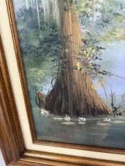 Miriam Ragan Original Oil Painting Louisiana Bayou 1991 Framed Canvas VTG WOW!