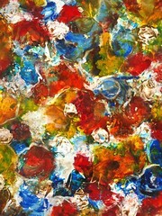 ATTRIBUTED TO ALDEN MASON ABSTRACT AMERICAN MIXED MEDIA PAINTING ON CANVAS
