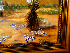 Original Buebonnet LandscapHouse Water Will Bird Blooming Yucca TX VINTAGE Oil
