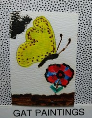 WHIMSICAL 2×3 ORIGINAL FOLK ART PAINTING MINIATURE 3×3 COTTAGECORE BUTTERFLY GAT