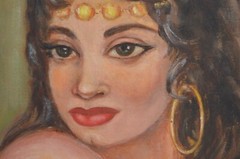 Vintage Gypsy Art Painting on Board Original Signed MCM Art by Nia Dondo
