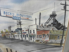 Butte Montana watercolor painting beloved citizen artist Leroy Cottom 1931-2010
