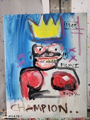 Original Abstract Expressionist Canvas 14×11 Basquiat Style Graffiti Fine Art