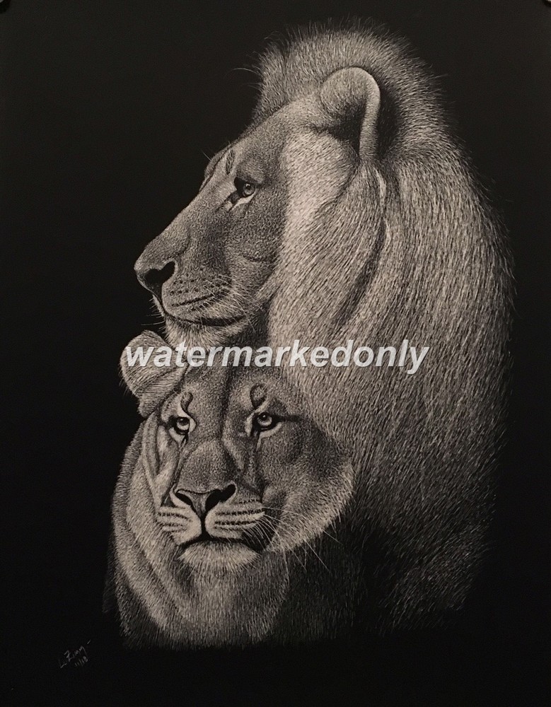 Mr and Mrs Lions Always in Love, as Usual- YES! Original 11″x14″x1/4″ Signed