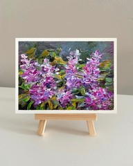 ACEO Original Oil Painting Lilac14 Mini Art Impasto 2.5×3.5in Signed OS