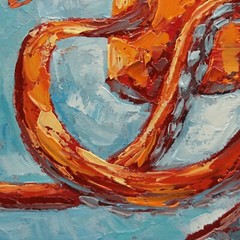 Art Octopus Painting Oil Canvas Wall Sea Ocean Oils Decor Original oil Bathroom