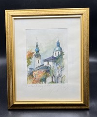 VTG Art „Salzburg“ Watercolor Painting Europe Framed 12X 10” Signed