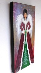 Christmas Angel with Elegant Dress Original Painting Art Rain Crow