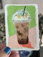 3.5” x 2.5” ACEO Original Salted Caramel Coffee painting- Tracey Bower Art