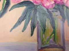 pink peonies original oil painting, peonies wall art, floral still life, flowers