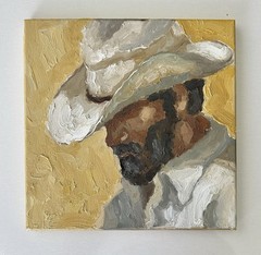 Cowboy Portrait Original Impressionist Oil Painting Small Western Art