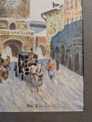 Stanislas Fabijanski Watercolor St. Florian’s Gate Kraków Polish Artist Signed