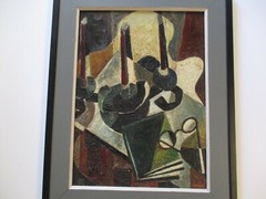 MID CENTURY OIL PAINTING ABSTRACT STILL LIFE MODERNISM CUBIST CUBISM HAYMSON
