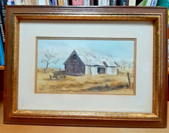 Ken Daggett Framed Painting Abandoned Barn 5.5″ x 10″ Taos New Mexico Signed