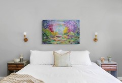 Original Painting 36×24 Colorful Landscape Canvas Art Spring Awakening