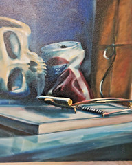 Skull, Package, Mouse Trap, Pepsi Can, Cigarette Surrealist Oil Painting – 1988