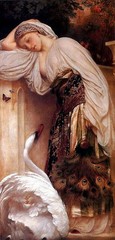 Art Oil painting frederic-lord-leighton-odalisque young girl with swan canvas