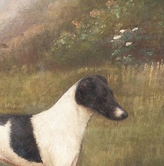 19th Century English Dog Portrait Black & White jack Russell Terrier CROWTHER