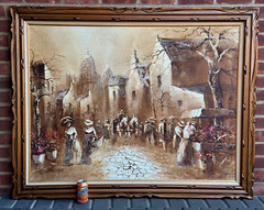LARGE BORIS CHEZAR OIL PAINTING SANDY GRIT TEXTURED IMPASTO HUGE BIG WALL ART