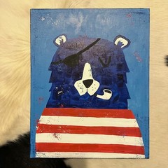 5pc Acrylic Paintings: Bear Walrus Pirate Penguin Seagull Kids Wes Anderson Vibe