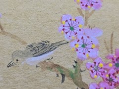 Vtg 3 Original Panel Cherry Blossoms & Birds Watercolor Paintings Framed