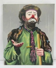 Clown Painting Rusty Rust EMMETT KELLY Oil Canvas 1982 1/250 24″ x 20″ Rain