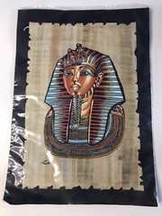 Egyptian Papyrus Painting King Tut Delta Papyrus Factory Tutankhamun Mask Art