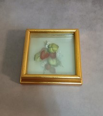 1973 Susan Cornish Oil Painting on Layered Glass-Small Wall Decor-Strawberries