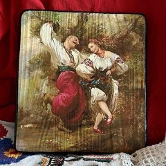 Ukrainian Folk Art Painting Wood Panel „Ukrainian Couple“ Ethno Art of Ukraine