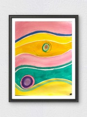 RiverRunArt Original 11×14 Abstract Sunrise Acrylic Paper Wall Art Painting