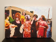 RS SIGNED PAINTING OIL ON CANVAS ’80 36×24 LGBTQ ORIGINAL CONTEMPORARY POP ART