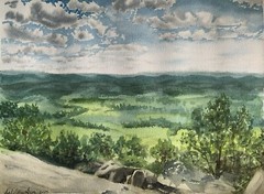 Original watercolor painting Vernon, New Jersey Stairway to Heaven mountain hike