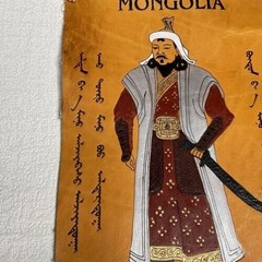 VTG Mongolian Handmade Pure Leather Painting Ghinghis Khaan Wall Decor 11″X7″