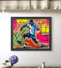 Messa Art: Soccer- Original Painting 11×14 Acrylic on Canvas Sports Kids Decor