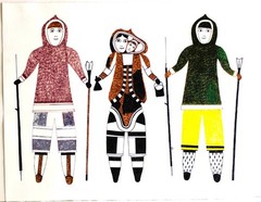 JAMASIE TEEVEE 1910-1985 ORIGINAL FELT TIP PEN PAINTING DRAWING LISTED INUIT ART