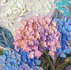 Hydrangea Painting Original Art Impasto Oil Painting Flower still life 15x15cm