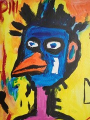 ABSTRACT /EXPRESSIONISM 11×14 Beak Man Modern Street ART Colorful Painting