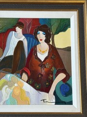 Itzchak Tarkay Embellished Painting On Canvas “rendezvous”