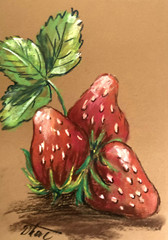 strawberry fruits Pastel Painting Drawing Dorothy Laz
