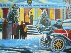 HOWARD SEGAR, VINTAGE XMAS CHRISTMAS CAROLERS SNOWY WINTER HOLIDAY CHARMING OIL