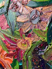 Original 14×14 Textured Flower Painting Modern Wall Art Signed FREE SHIPPING