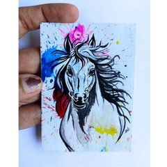 ACEO Original House Animal Abstract Acrylic Pop Art Card Hand Painting NEW OOAK