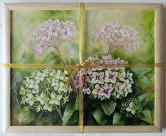 Hydrangea Garden Oil Painting on Canvas Floral Artwork 13×15 in