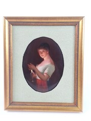 Vintage German George Hom Good Night Beautiful Portrait Painting Porcelain Woman