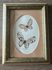 Vintage MCM Framed Carol Morrison Butterfly Watercolor Pictures