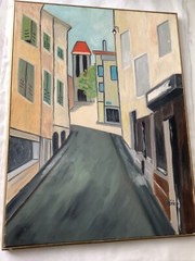 PERICO SIGNED – French Oil Canvas Painting – Village Street